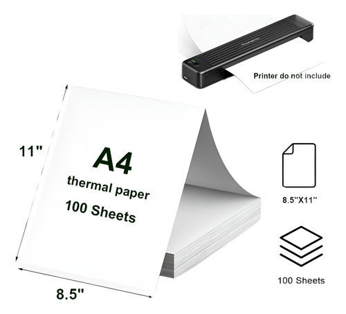Papel Termico A4 Continuo Resma 100 Unidades Blanco