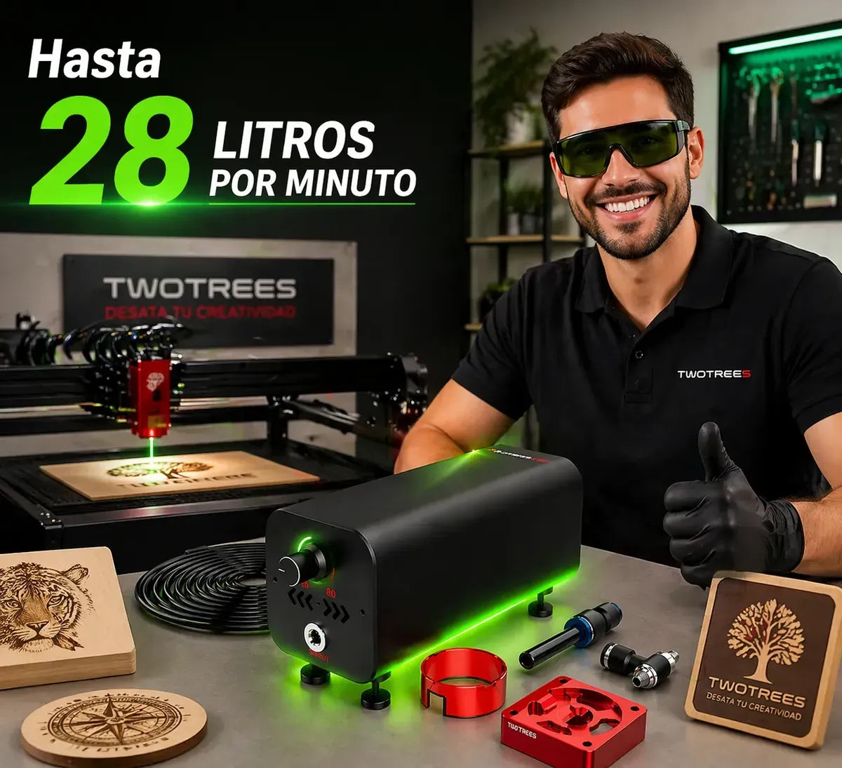 Bomba De Aire Para Cortadora Laser Two Trees 28l/min